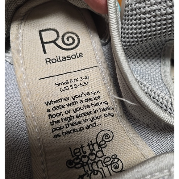 Lot of 2 Rollasole Black Gray Snakeskin Foldable Slip On Flats Womans Sz 5.5-6.5 - Picture 7 of 7